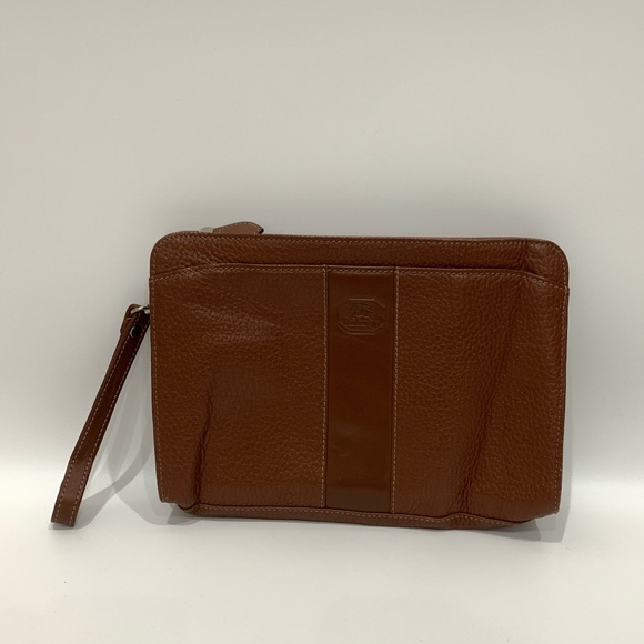 Burberrys Brown Leather Boston Sku#85586 (Gently used, rubbing, lost shape) - Picture 1 of 15
